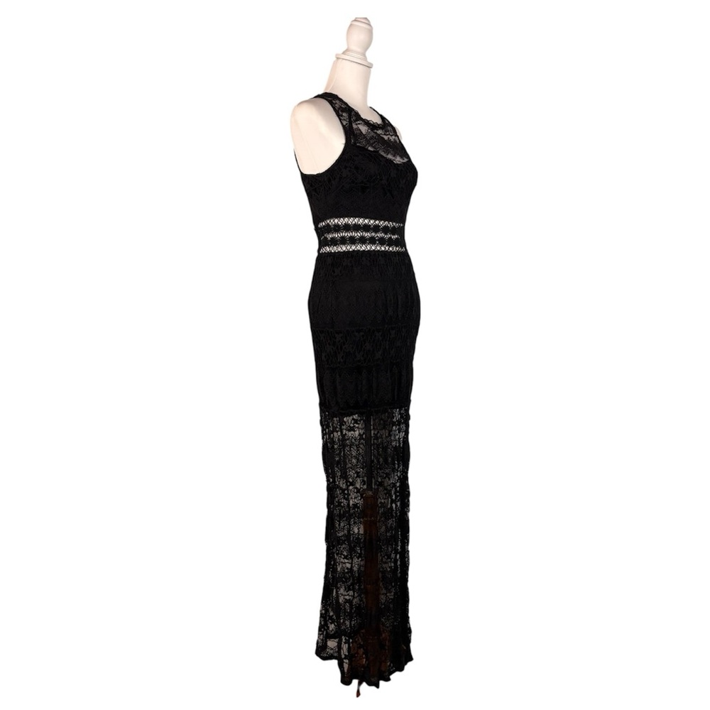 Ark & Co Black Lace Maxi Dress Sleeveless Illusion‎ Sexy Cocktail Whimsigoth - Picture 5 of 7